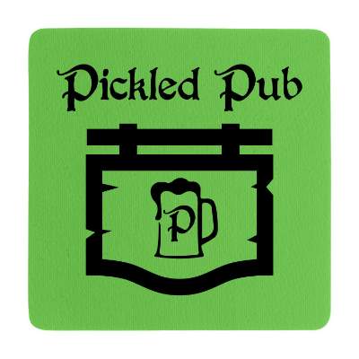 4-in. lime green square rubber jar opener with custom printed logo.