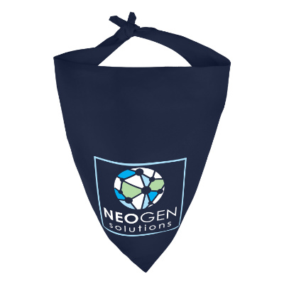 Blue bandana with full-color imprint.
