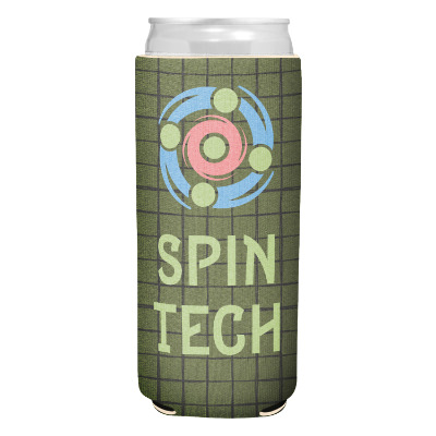 Boho slim patterned can cooler with custom full color imprint.