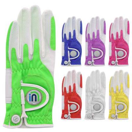 Zero friction women's left handed golf glove with full color custom promotional logo.