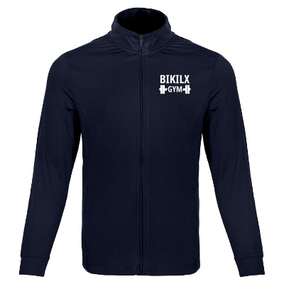 Navy jacket with personalized imprint.