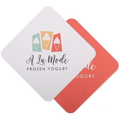 Pulpboard diagonal custom imprinted coaster.