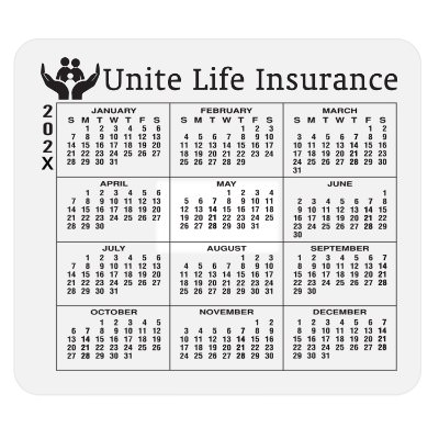 Big laptop calendar with promotional imprint.