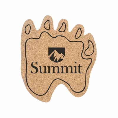 Cork paw coaster with custom print.