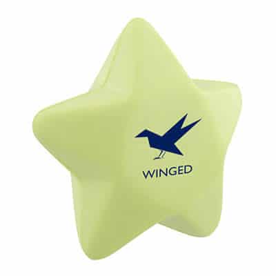 Foam glow-in-the-dark star stress ball with imprinting.