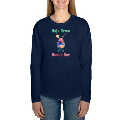 Full color logo on midnight navy women's long sleeve tee.