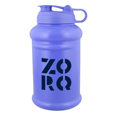 Plastic blue jug with custom logo in 73 oz.