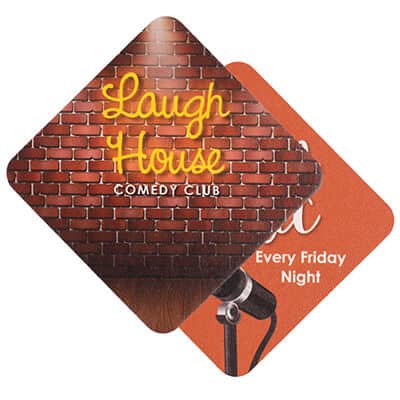 High quantity custom printed coaster.