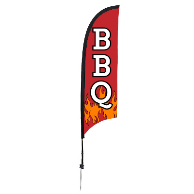 7-ft. stand-up flag with custom logo.