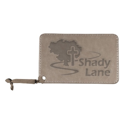 Gray custom debossed luggage tag.