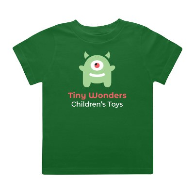Personalized kiwi green toddler tee with full color logo.
