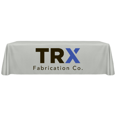 8 foot polyester table throw with full-color on front design.