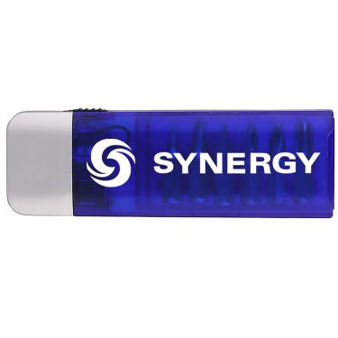 Plastic compact LED bit case with custom imprint.