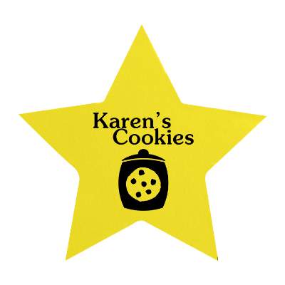 Yellow star vinyl jar opener with custom printed logo.