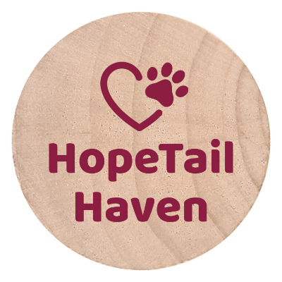 Natural wooden nickel with a custom logo.