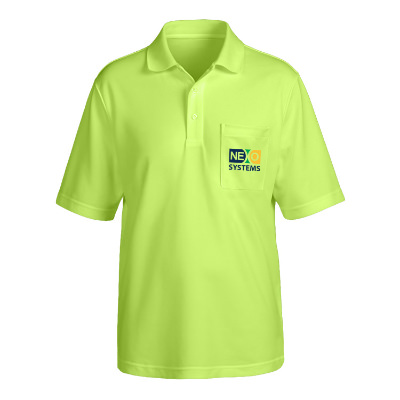 Custom full color safety yellow performance polo