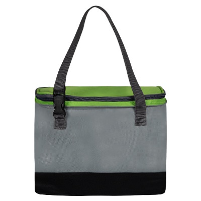 Blank polyester insulated green lunch cooler bag.