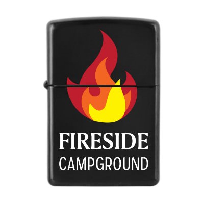 Black metal lighter with a full-color imprint.