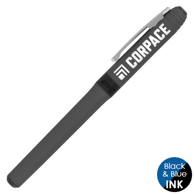 Plastic charcoal pen with a branded logo.