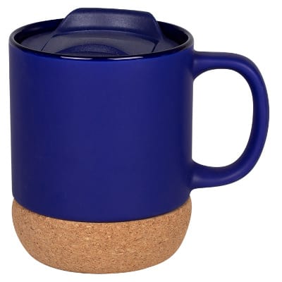 Ceramic cobalt blue coffee mug with c-handle blank in 14 ounces.