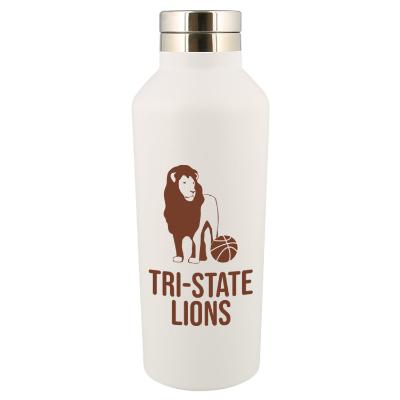 Matte white stainless bottle with custom logo.