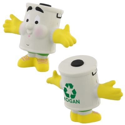 White foam stress ball with a personalized logo.