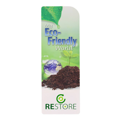White cardstock bookmark with a personalized imprint.