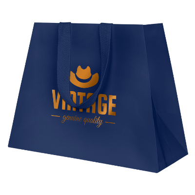 Paper white matte foil stamped recyclable eurotote bag custom imprinted.
