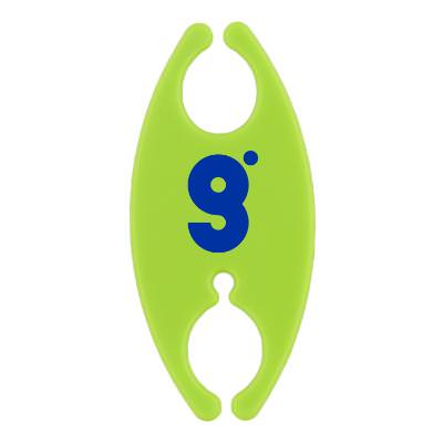 Plastic custom lime green cord organizer.