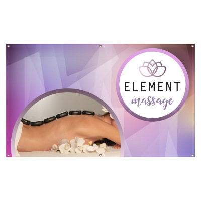 3 feet x 5 feet full-color custom imprinted 10 oz. vinyl banner with grommets.