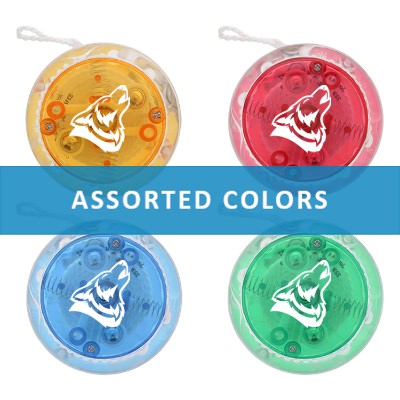 Assorted plastic yo-yo with a custom imprint.