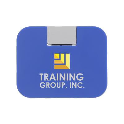 Blue US hub with a full color customizable logo.