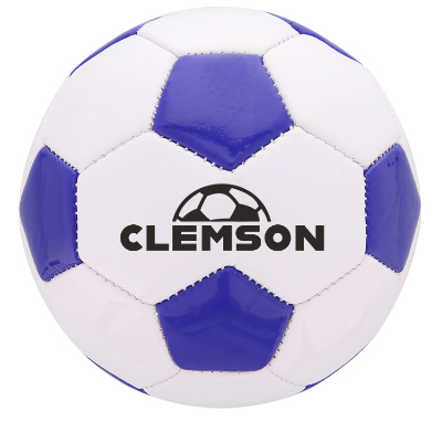 White with blue leather custom soccer ball