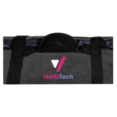 Oversized gray picnic blanket with customized logo