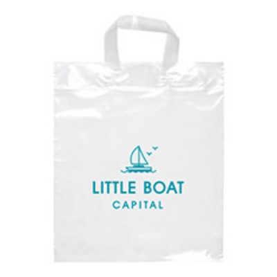 Plastic clear medium soft handle loop recyclable bag branded.