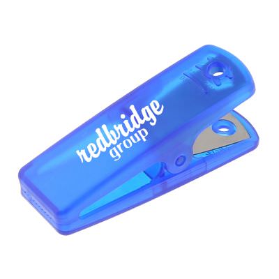 Plastic white small chip clip with custom print.