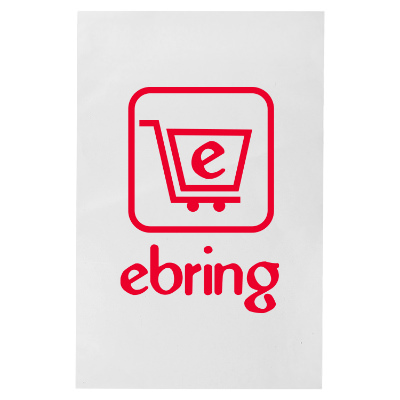 White plastic mailer bag with a custom imprint.