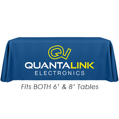 6 foot polyester table thrown with full-color on front design.