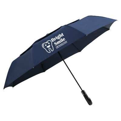 Custom 46" shedrain vented wooden compact umbrella.
