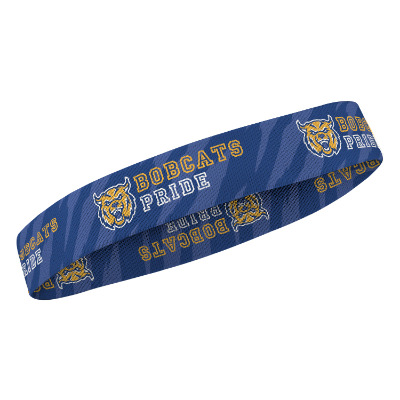 Personalized navy blue headband with full color logo.