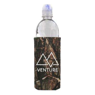 Foam camo water bottle can cooler with custom print.