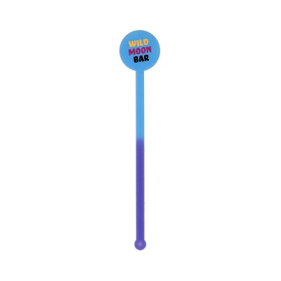 Plastic mood drink stirrer with custom full color promotional logo.