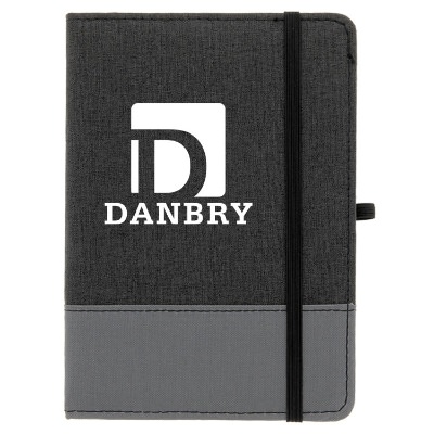 Two tone gray lineage journal with personalized imprint.