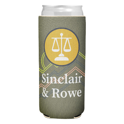 Lined slim can cooler with custom full color imprint.