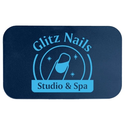 Blue plastic custom manicure set.