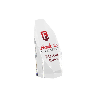 Crystal award with custom full color imprint.