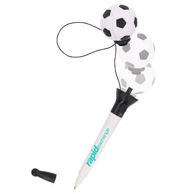 Foam and plastic popping soccer ball pen.