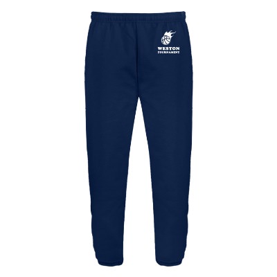 Custom navy sweatpants with logo.