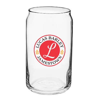 Clear beer glass with full color logo.