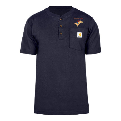 Navy custom full color short-sleeve henly t-shirt.